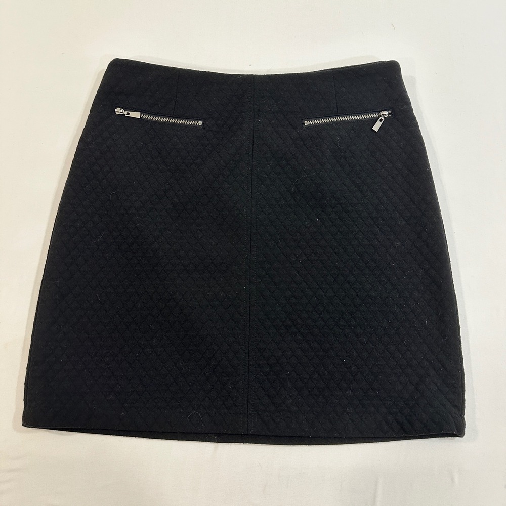 Laundry Shelli Segal Womens 8 Black Diamond Quilted Mini Skirt Zip Pockets